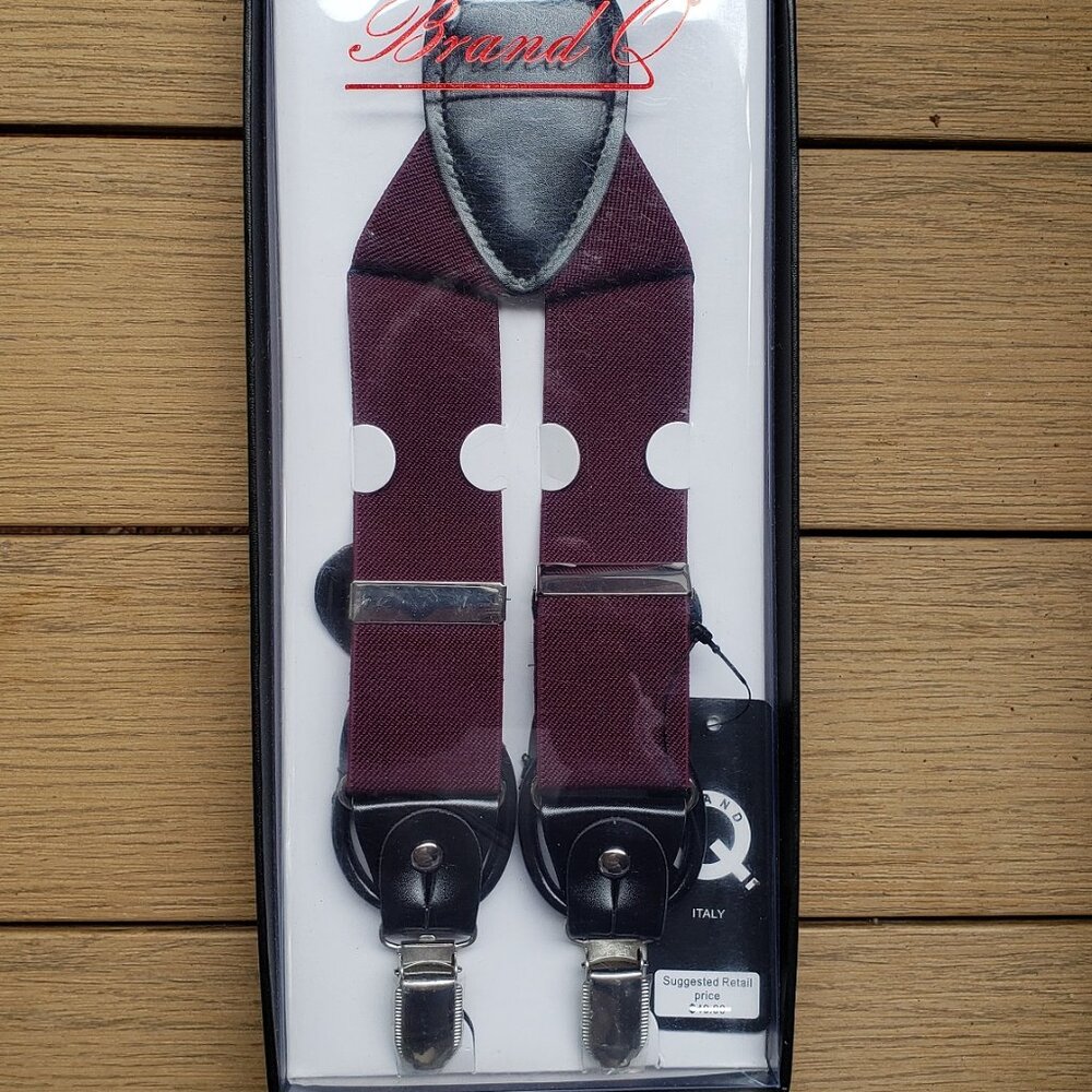 BNWT - IOB Brand Q Suspenders with Silver Toned Fasteners (OS)